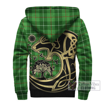 Clephane (Clephan) Tartan Sherpa Hoodie with Family Crest Celtic Wolf Style