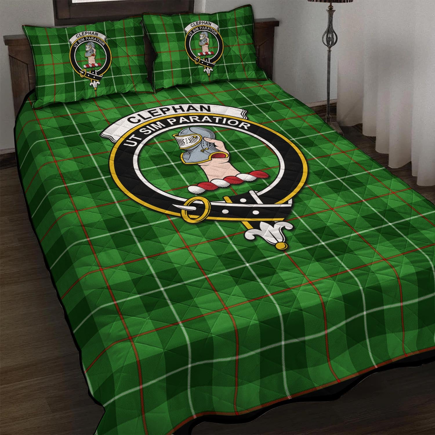 Clephane (Clephan) Tartan Quilt Bed Set with Family Crest - Tartan Vibes Clothing