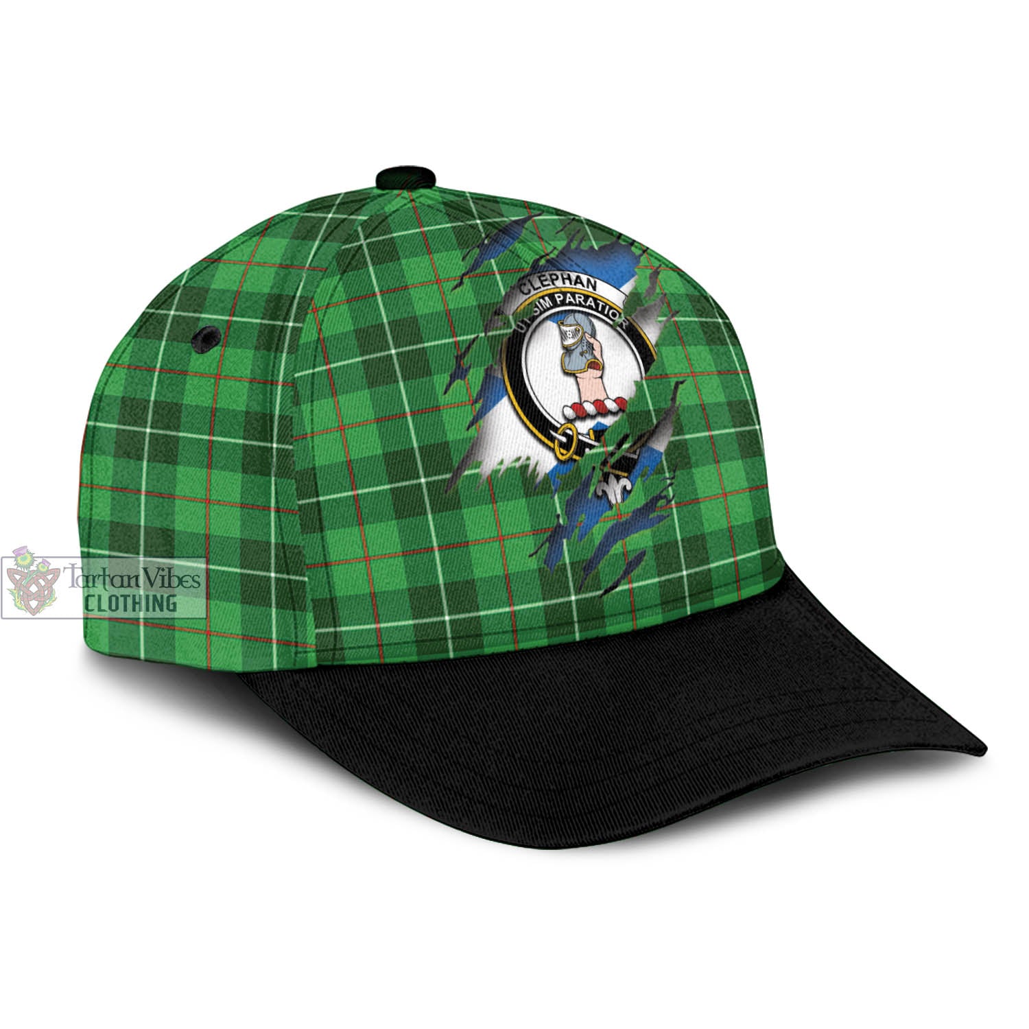 Tartan Vibes Clothing Clephan Tartan Classic Cap with Family Crest In Me Style