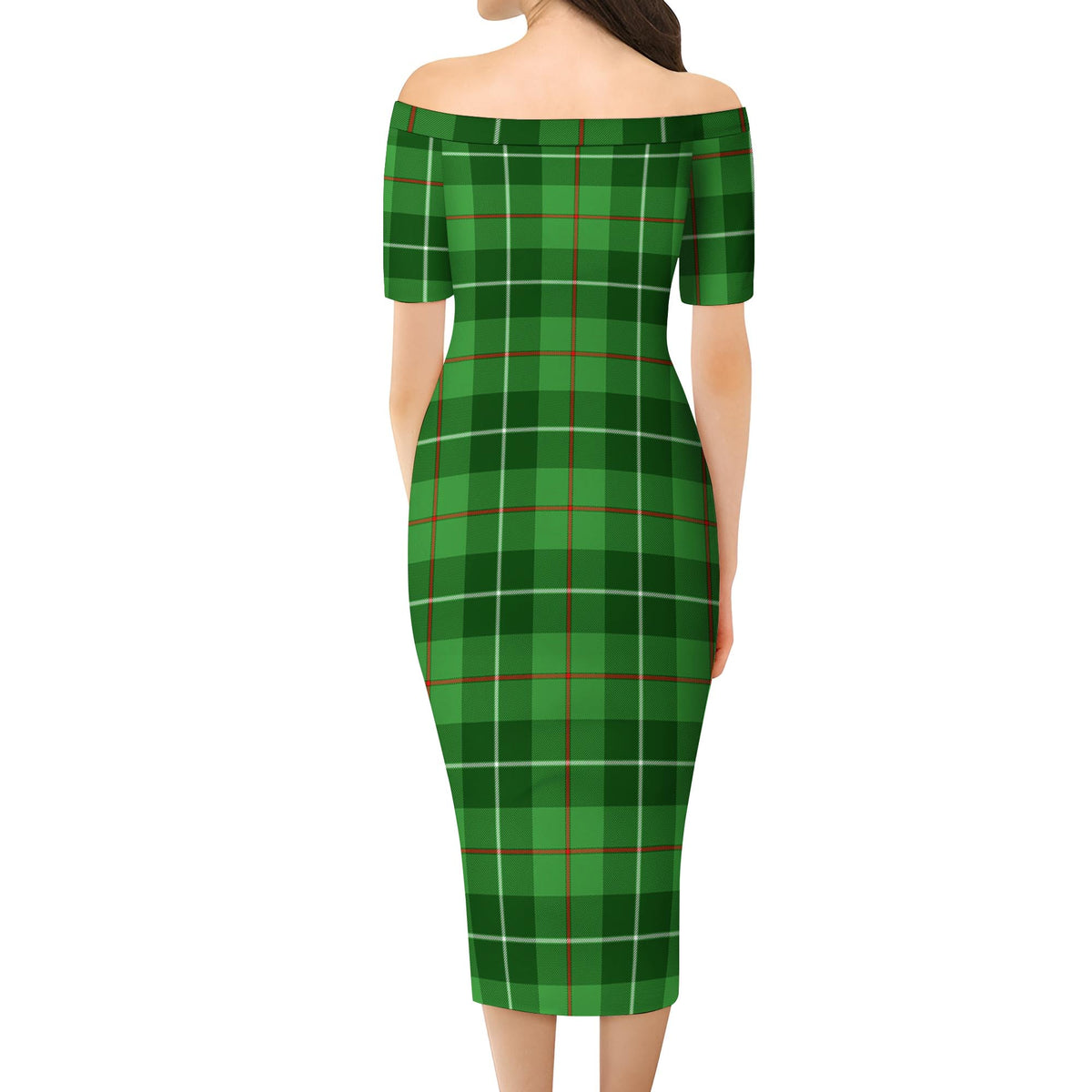Clephane (Clephan) Tartan Off Shoulder Lady Dress - Tartan Vibes Clothing