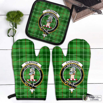 Clephane (Clephan) Tartan Combo Oven Mitt & Pot-Holder with Family Crest Black - Tartan Vibes Clothing