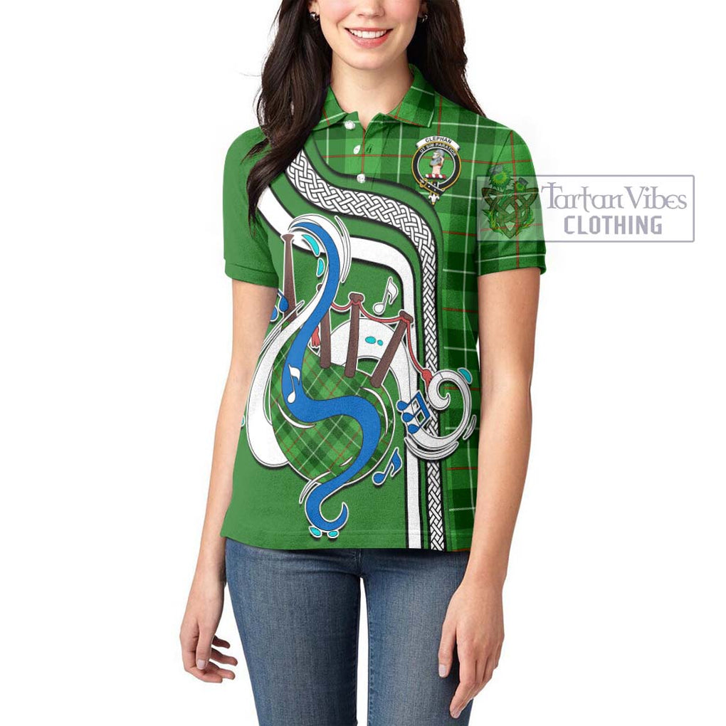 Clephane (Clephan) Tartan Women's Polo Shirt with Epic Bagpipe Style - Tartanvibesclothing Shop