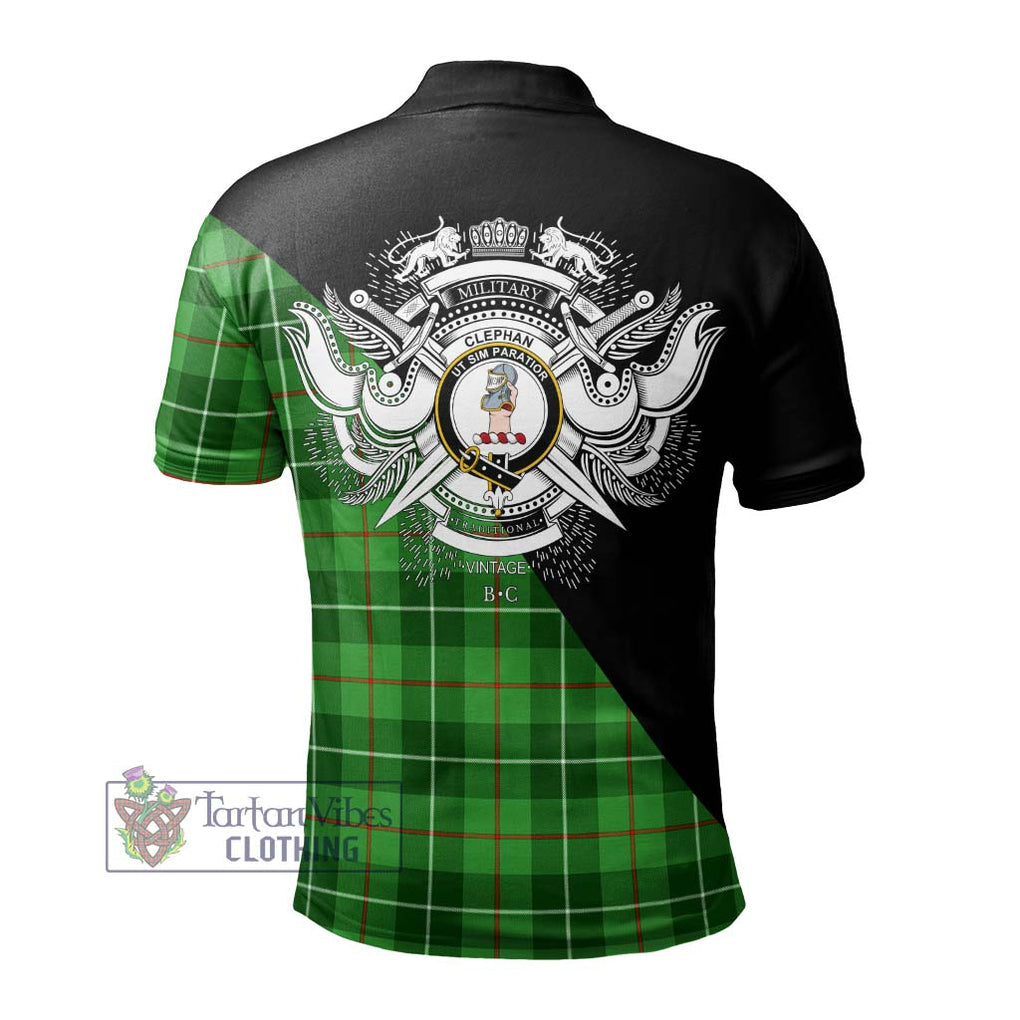 Clephane (Clephan) Tartan Polo Shirt with Family Crest and Military Logo Style - Tartanvibesclothing Shop