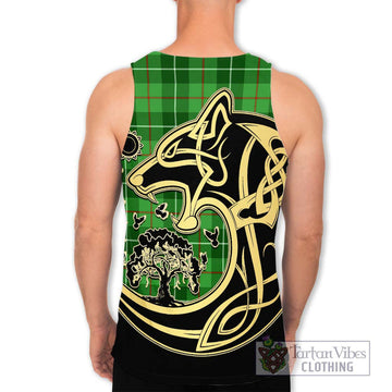 Clephane (Clephan) Tartan Men's Tank Top with Family Crest Celtic Wolf Style