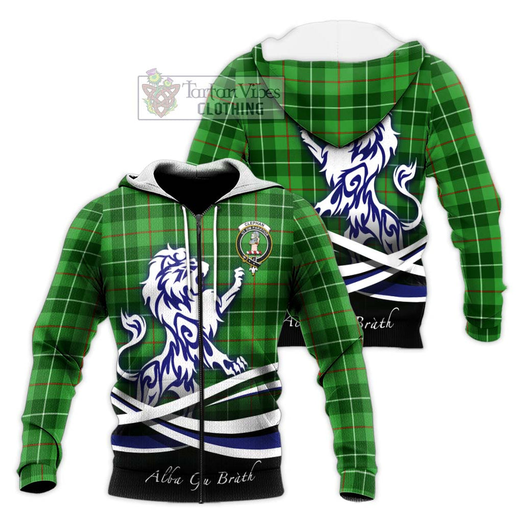Clephane (Clephan) Tartan Knitted Hoodie with Alba Gu Brath Regal Lion Emblem Unisex Knitted Zip Hoodie - Tartan Vibes Clothing