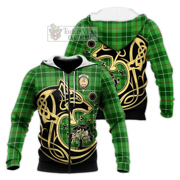 Clephane (Clephan) Tartan Knitted Hoodie with Family Crest Celtic Wolf Style