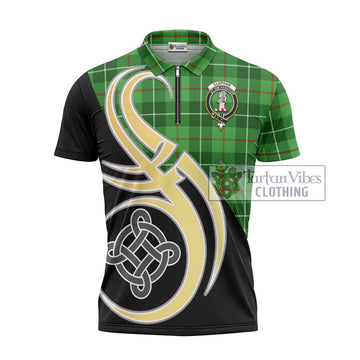 Clephane (Clephan) Tartan Zipper Polo Shirt with Family Crest and Celtic Symbol Style