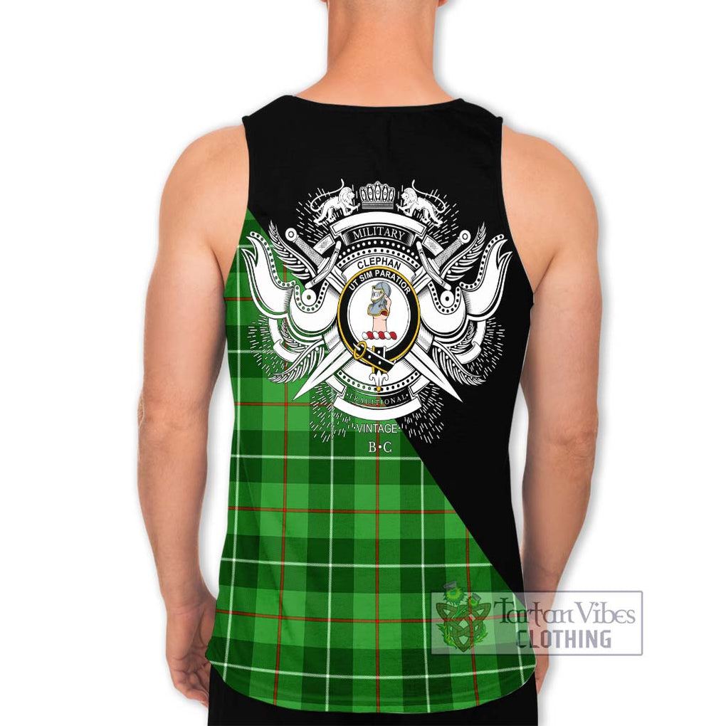 Clephane (Clephan) Tartan Men's Tank Top with Family Crest and Military Logo Style - Tartanvibesclothing Shop