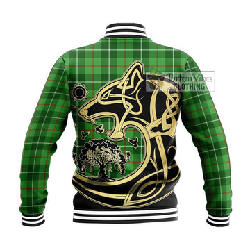 Clephane (Clephan) Tartan Baseball Jacket with Family Crest Celtic Wolf Style - Tartan Vibes Clothing