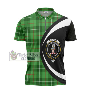 Clephane (Clephan) Tartan Zipper Polo Shirt with Family Crest Circle Style - Tartan Vibes Clothing