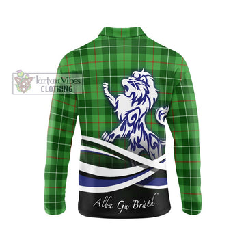 Clephane (Clephan) Tartan Long Sleeve Polo Shirt with Alba Gu Brath Regal Lion Emblem - Tartan Vibes Clothing
