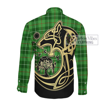 Clephane (Clephan) Tartan Long Sleeve Button Shirt with Family Crest Celtic Wolf Style