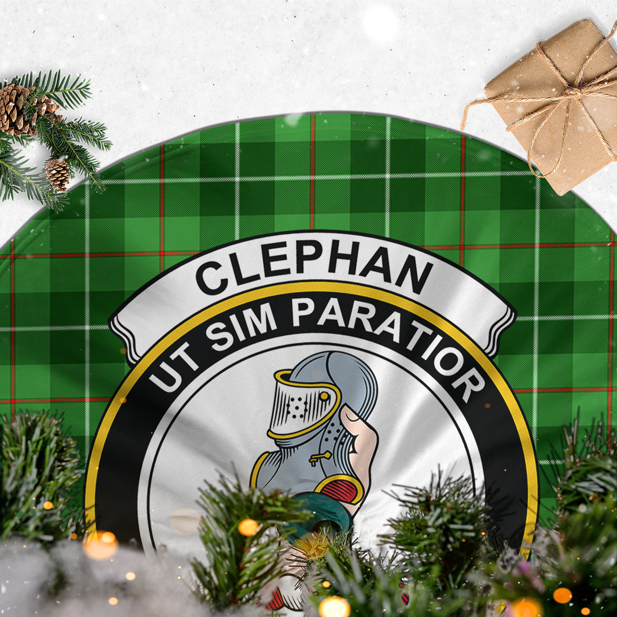 Clephane (Clephan) Tartan Christmas Tree Skirt with Family Crest - Tartan Vibes Clothing