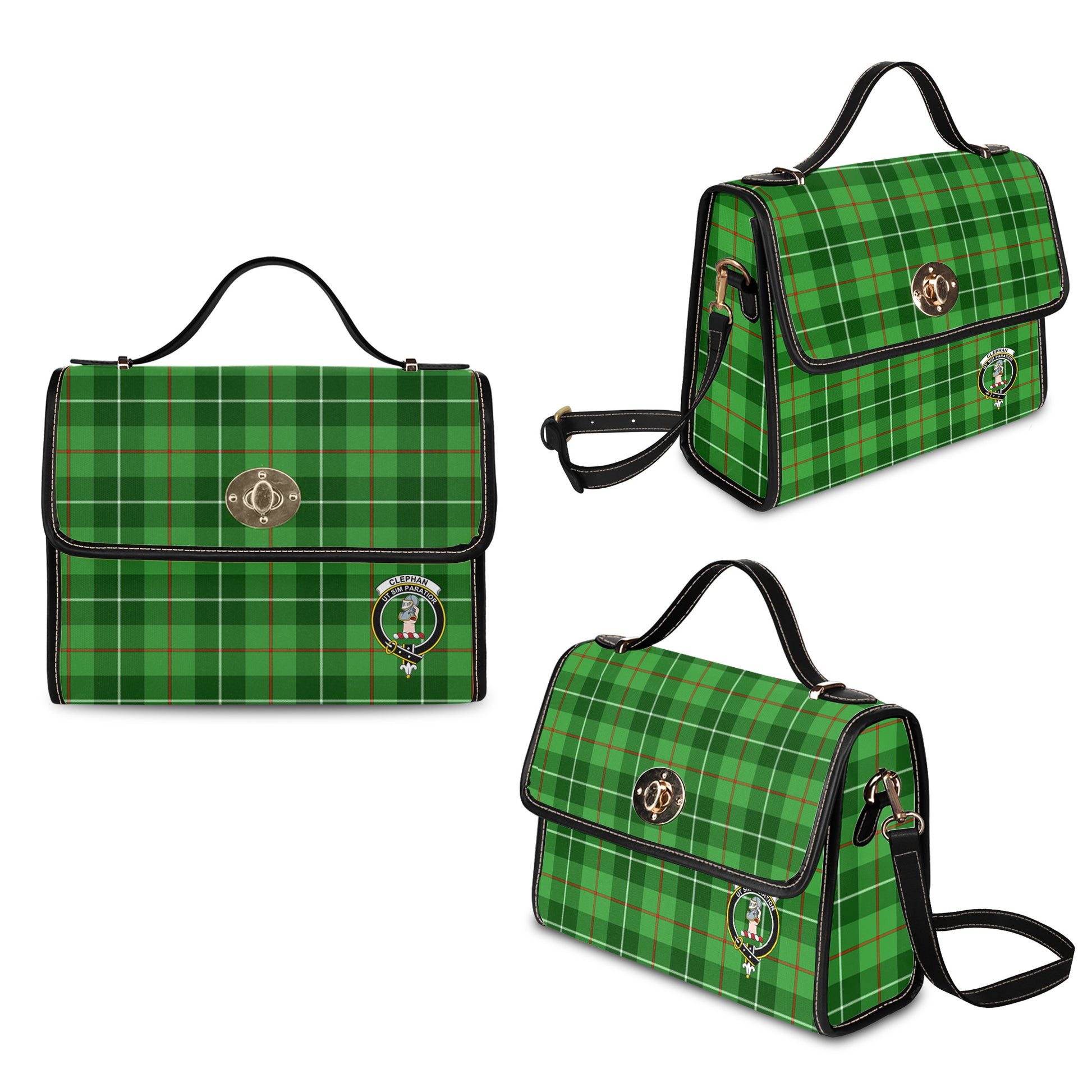 clephan-tartan-leather-strap-waterproof-canvas-bag-with-family-crest