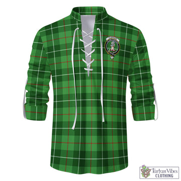 Clephane (Clephan) Tartan Men's Scottish Traditional Jacobite Ghillie Kilt Shirt with Family Crest - Tartan Vibes Clothing