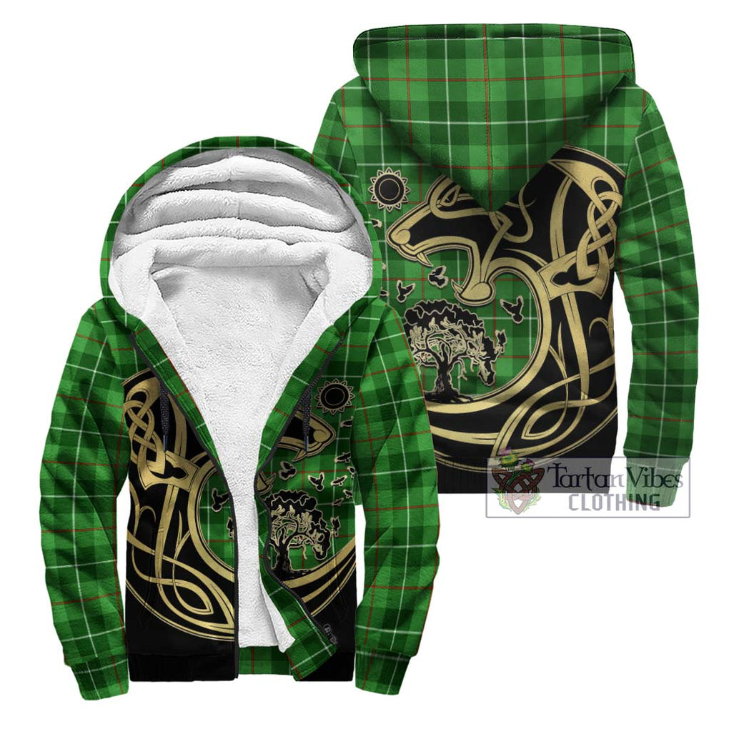 Clephane (Clephan) Tartan Sherpa Hoodie with Family Crest Celtic Wolf Style Unisex - Tartan Vibes Clothing