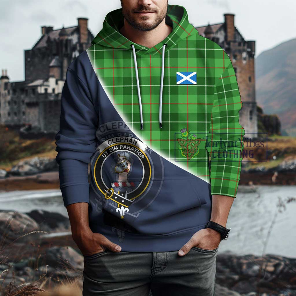 Clephane (Clephan) Tartan Hoodie with Personalised National Flag and Family Crest Half Style - Tartanvibesclothing Shop