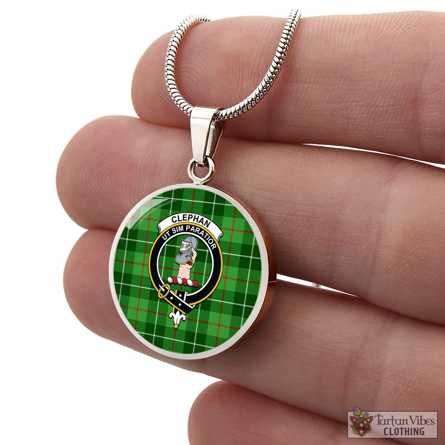 Tartan Vibes Clothing Clephan Tartan Circle Necklace with Family Crest