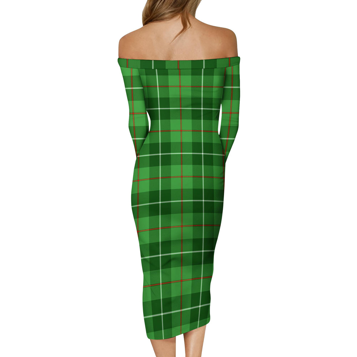 Clephane (Clephan) Tartan Off Shoulder Lady Dress - Tartan Vibes Clothing