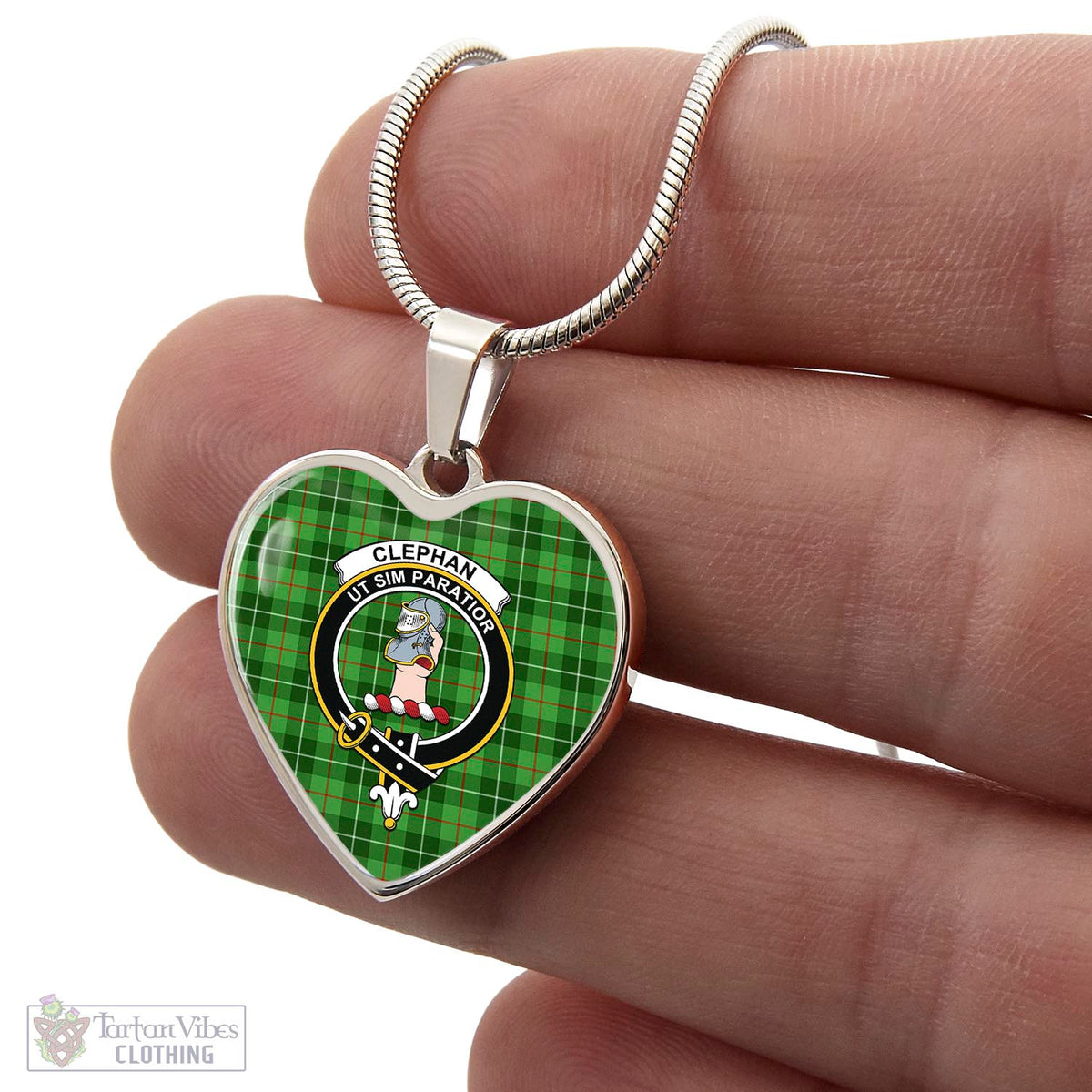 Clephane (Clephan) Tartan Heart Necklace with Family Crest - Tartan Vibes Clothing