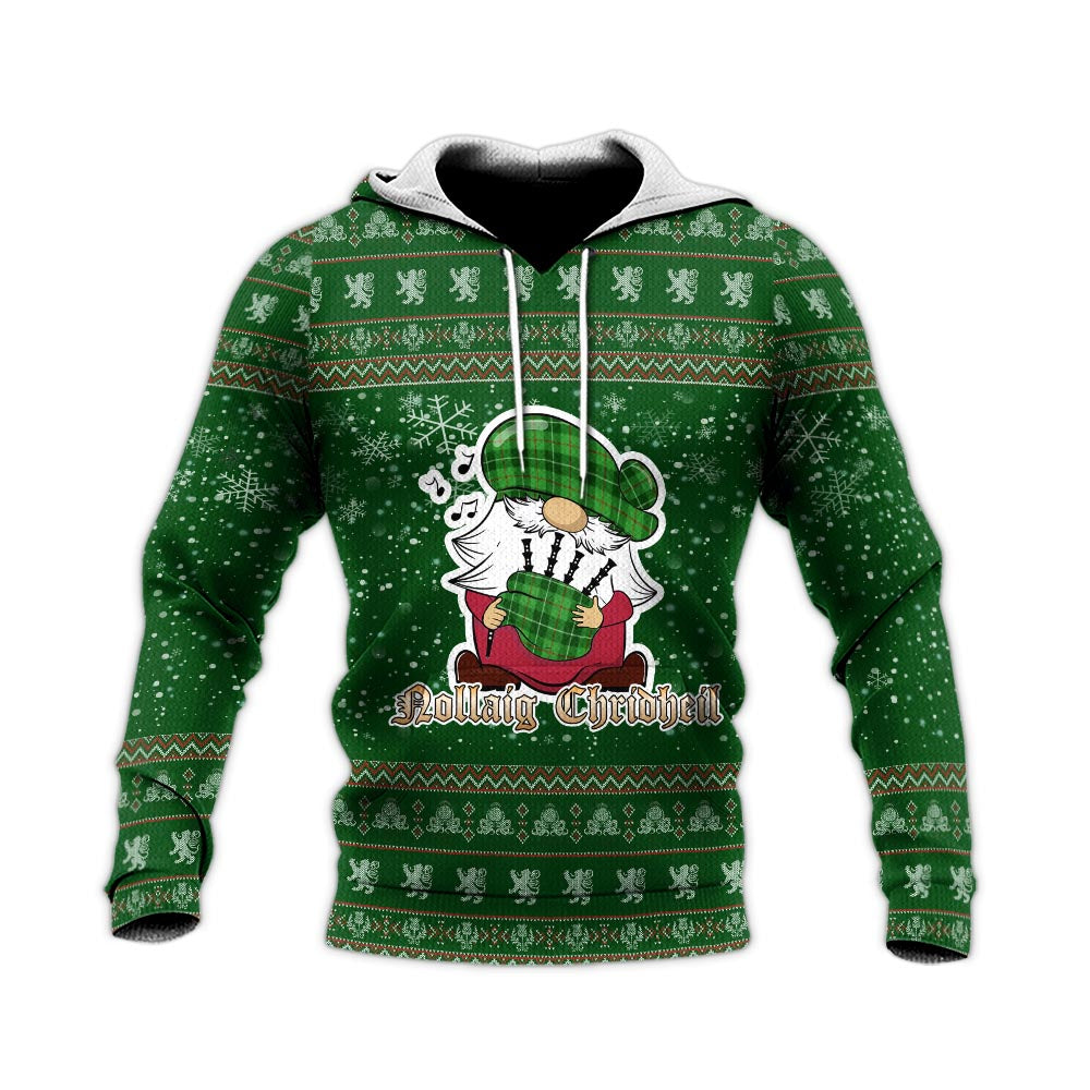 Clephan Clan Christmas Knitted Hoodie with Funny Gnome Playing Bagpipes - Tartanvibesclothing