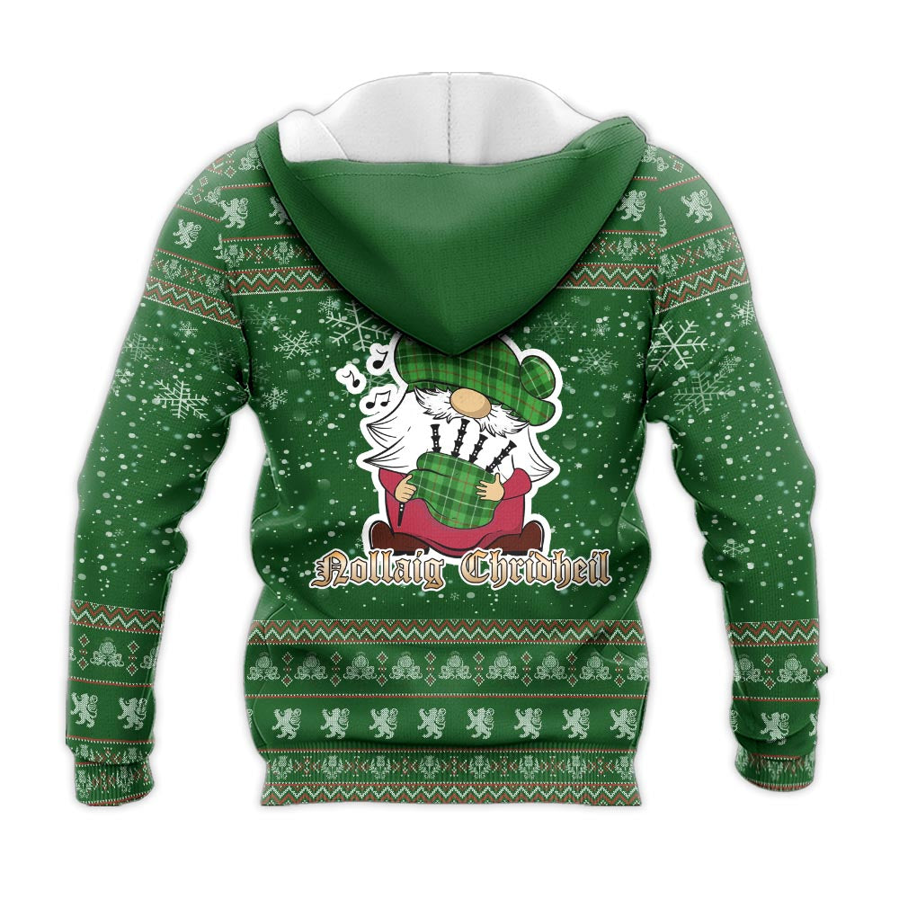 Clephan Clan Christmas Knitted Hoodie with Funny Gnome Playing Bagpipes - Tartanvibesclothing