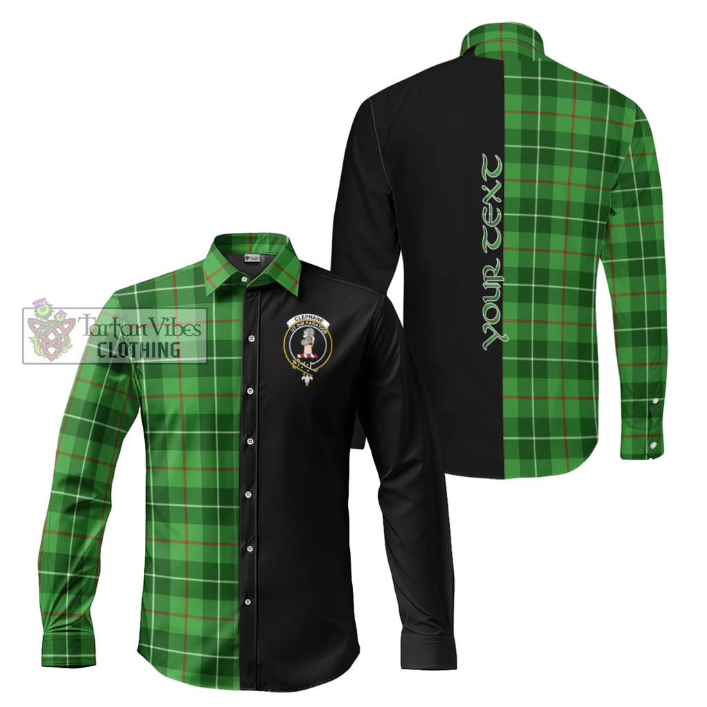 Clephane Tartan Long Sleeve Button Shirt with Family Crest and Half Of Me Style Men's Shirt S - Tartan Vibes Clothing