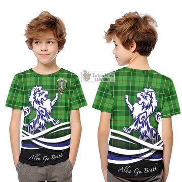 Clephane Tartan Kid T-Shirt with Alba Gu Brath Regal Lion Emblem Youth XL Size14 - Tartan Vibes Clothing