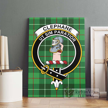 Clephane Tartan Canvas Print Wall Art with Family Crest Without Frame - Tartan Vibes Clothing
