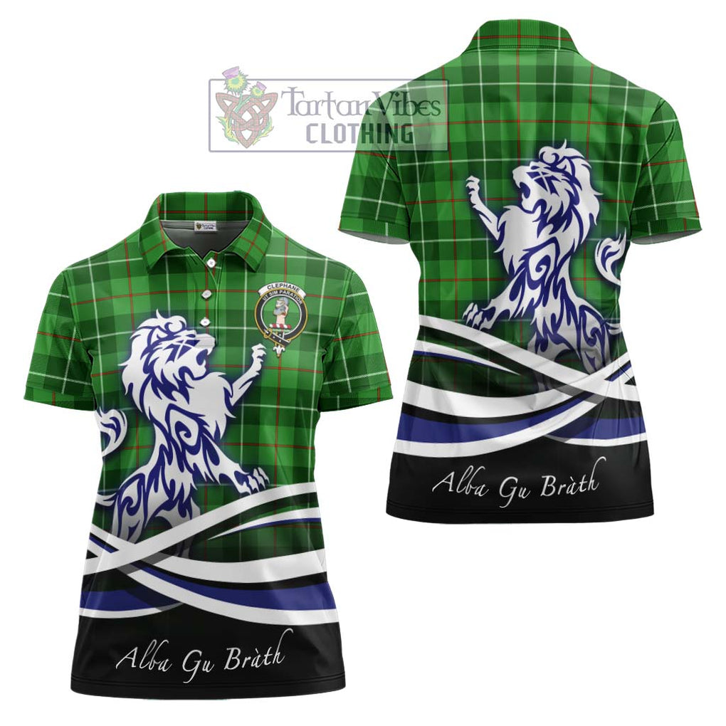 Clephane Tartan Women's Polo Shirt with Alba Gu Brath Regal Lion Emblem Women - Tartanvibesclothing Shop