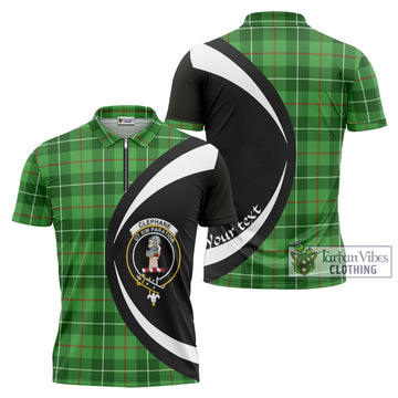 Clephane Tartan Zipper Polo Shirt with Family Crest Circle Style