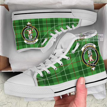 Clephane Tartan High Top Shoes with Family Crest Kid High Top - White Sole - Tartan Vibes Clothing