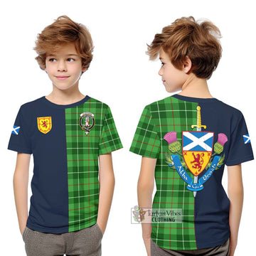 Clephane Tartan Kid T-Shirt Alba with Scottish Lion Royal Arm Half Style Youth XL Size14 - Tartan Vibes Clothing