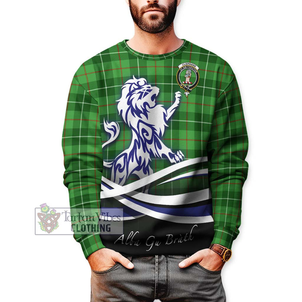 Clephane Tartan Sweatshirt with Alba Gu Brath Regal Lion Emblem Unisex - Tartan Vibes Clothing