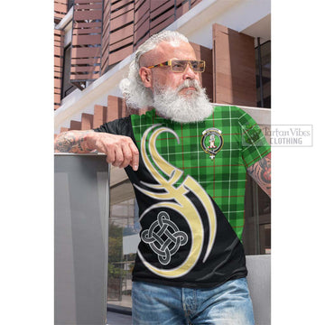 Clephane Tartan Cotton T-shirt with Family Crest and Celtic Symbol Style Men's Shirt - Tartan Vibes Clothing