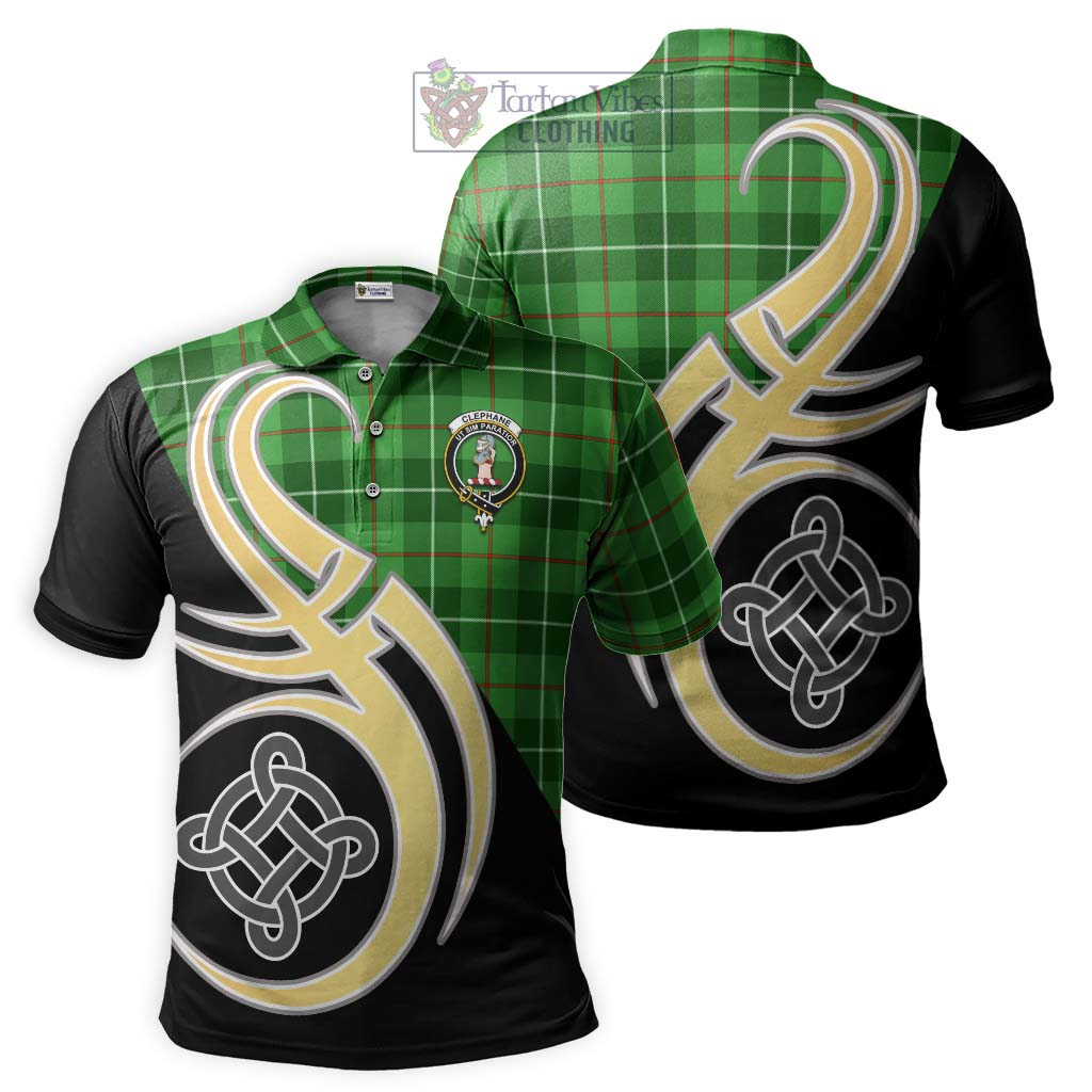 Tartan Vibes Clothing Clephane Tartan Polo Shirt with Family Crest and Celtic Symbol Style