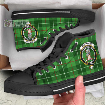 Clephane Tartan High Top Shoes with Family Crest - Tartan Vibes Clothing