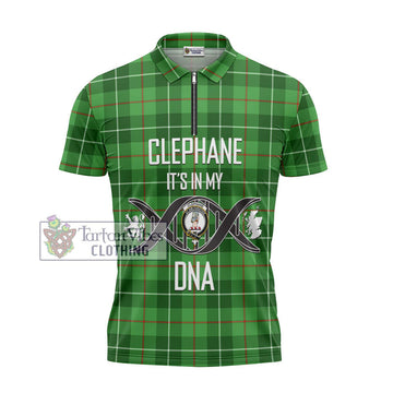 Clephane Tartan Zipper Polo Shirt with Family Crest DNA In Me Style