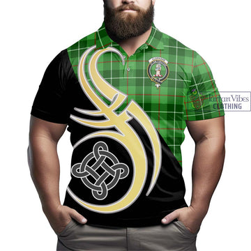 Clephane Tartan Polo Shirt with Family Crest and Celtic Symbol Style