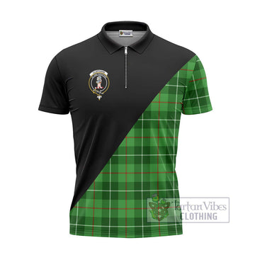 Clephane Tartan Zipper Polo Shirt with Family Crest and Military Logo Style