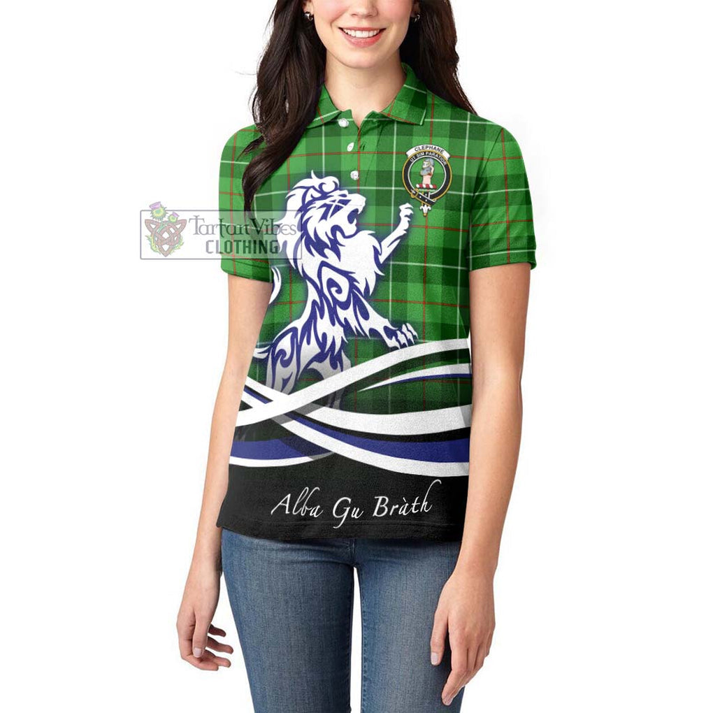 Clephane Tartan Women's Polo Shirt with Alba Gu Brath Regal Lion Emblem - Tartanvibesclothing Shop