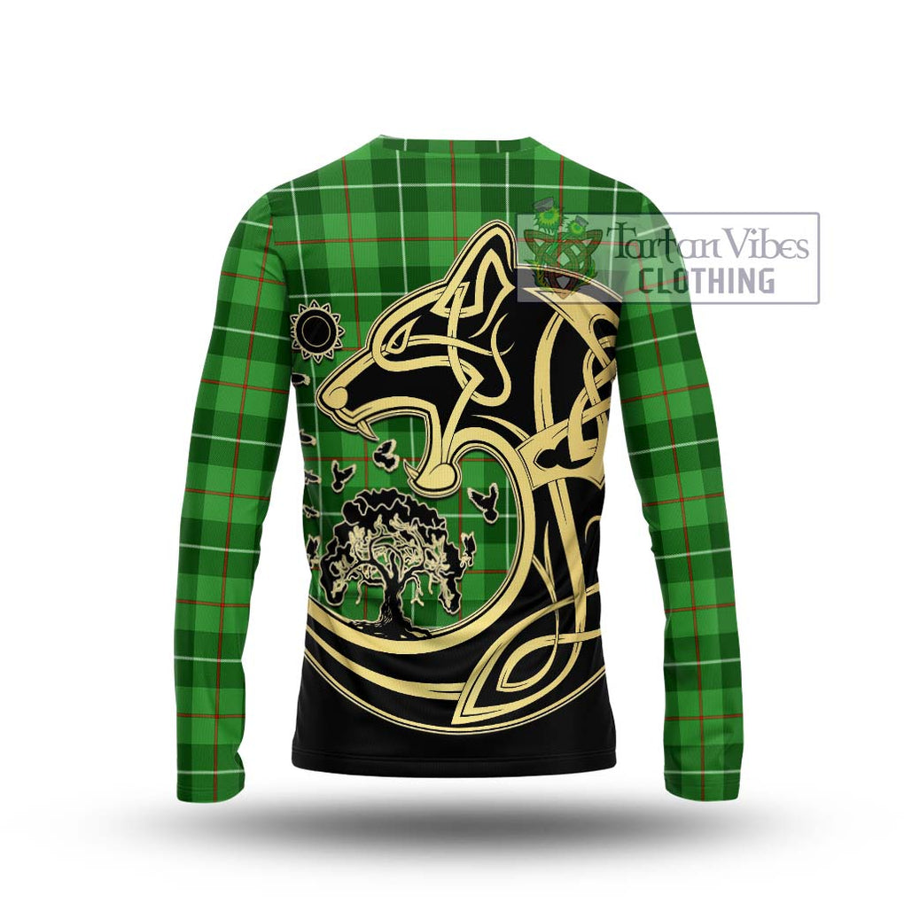 Clephane Tartan Long Sleeve T-Shirt with Family Crest Celtic Wolf Style - Tartan Vibes Clothing