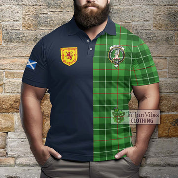 Clephane Tartan Polo Shirt Alba with Scottish Lion Royal Arm Half Style