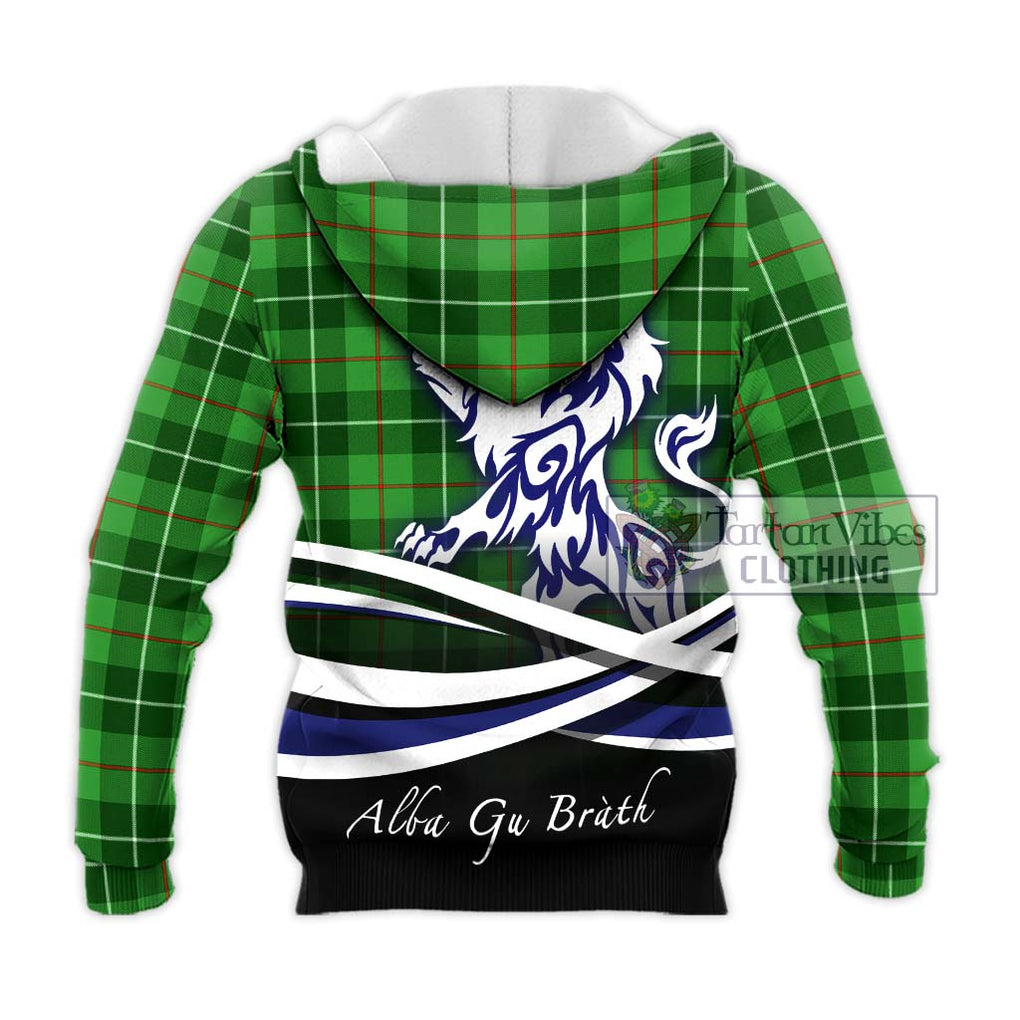 Clephane Tartan Knitted Hoodie with Alba Gu Brath Regal Lion Emblem - Tartanvibesclothing Shop