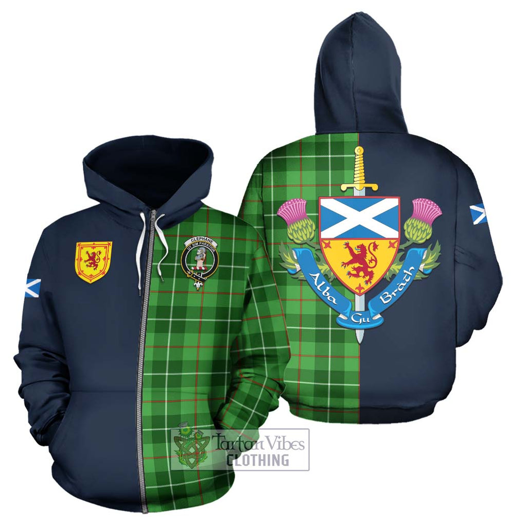 Clephane Tartan Hoodie Alba with Scottish Lion Royal Arm Half Style - Tartan Vibes Clothing