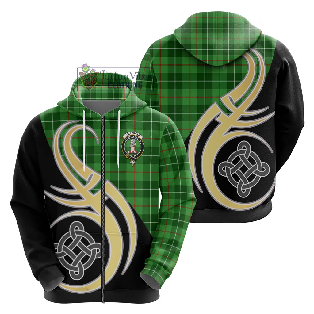 Clephane Tartan Hoodie with Family Crest and Celtic Symbol Style - Tartan Vibes Clothing