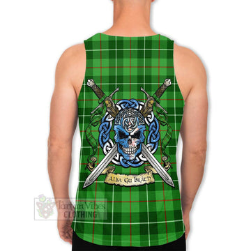 Clephane (Clephan) Tartan Men's Tank Top with Family Crest Celtic Skull Style