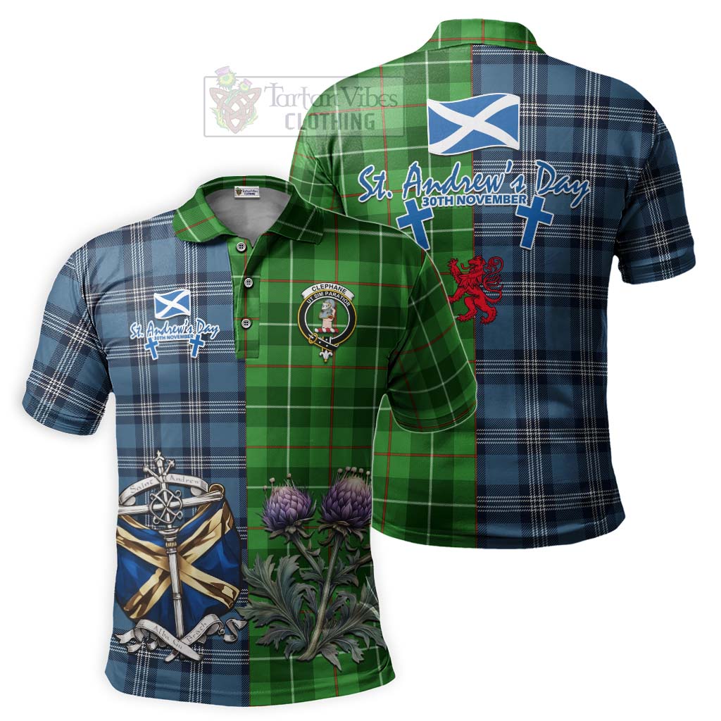 Tartan Vibes Clothing Clephane (Clephan) Tartan Polo Shirt Happy St. Andrew's Day Half Tartan Style