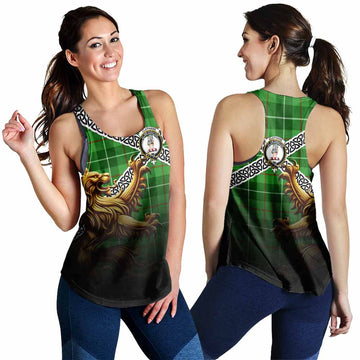 Clephane (Clephan) Crest Tartan Women's Racerback Tanks with Golden Lion Emblem Celtic Style 4XL - Tartan Vibes Clothing