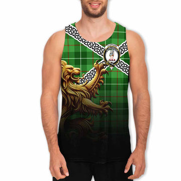 Clephane (Clephan) Crest Tartan Men's Tank Top with Golden Lion Emblem Celtic Style Men - Tartan Vibes Clothing